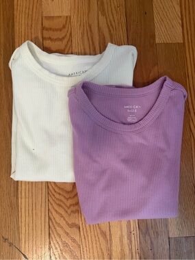 UGC American Eagle Ribbed Crewneck Tops Bundle - Pinkish Purple and Yellow